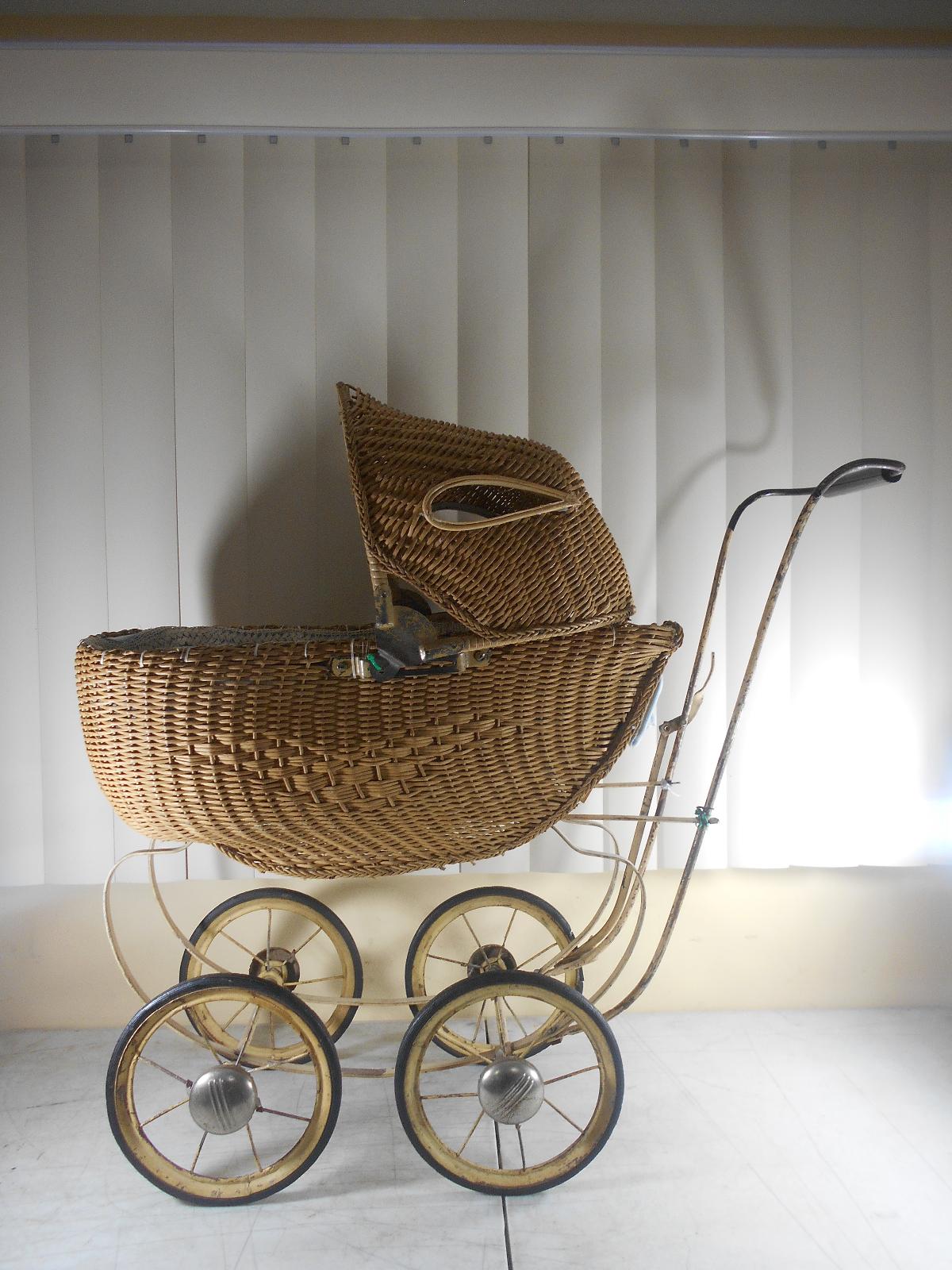 antique wicker dolls pram