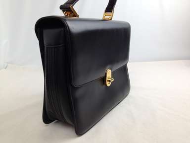 Authentic GUCCI Hand Bag Leather black 5j13B100