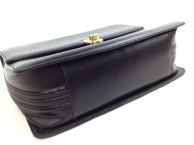 unknown black leather hand bag イントレチャート バッグ