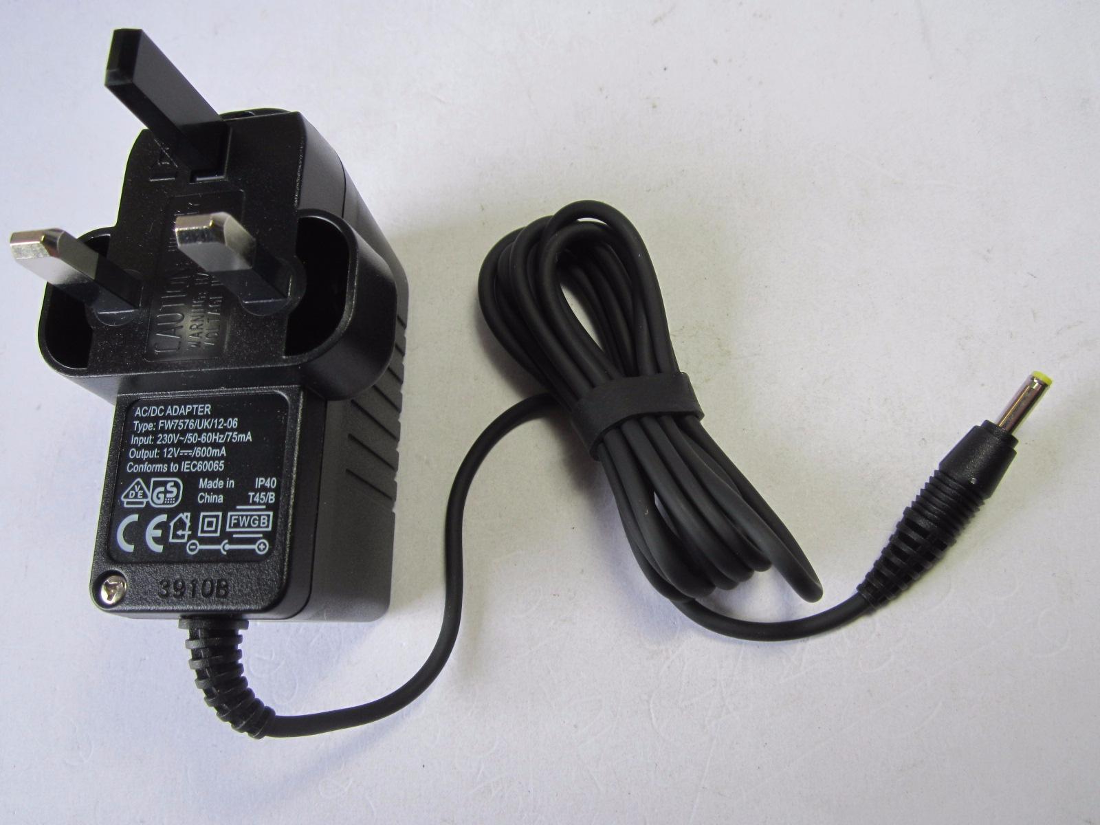 UK Genuine FWGB AC/DC Adapter Type FW7576/UK/12-06 12V 600mA IP40