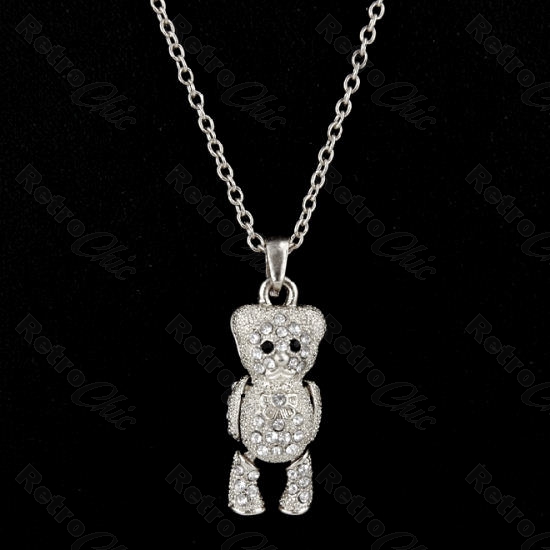 teddy bear necklace set