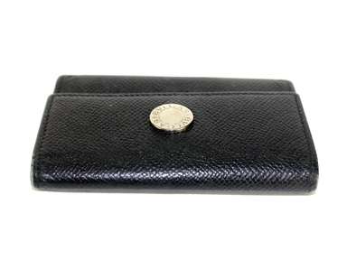 AUTHENTIC BVLGARI BLACK LEATHER 5 HOOKS KEY HOLDER KEY CASE ITALY