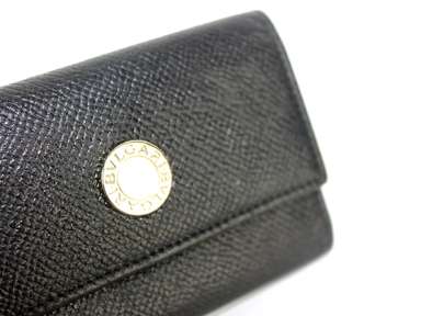 AUTHENTIC BVLGARI BLACK LEATHER 5 HOOKS KEY HOLDER KEY CASE ITALY