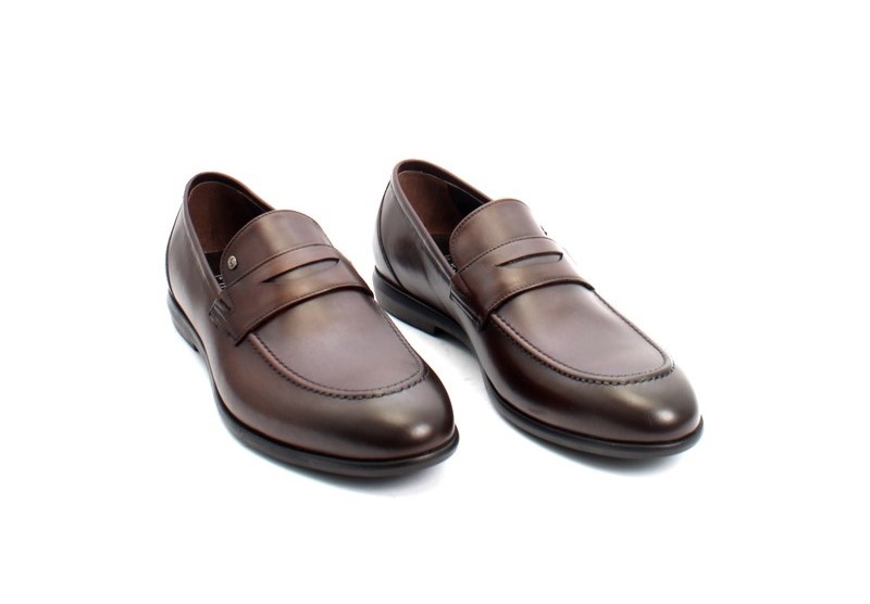 ROBERTO SERPENTINI 45224 Brown Nappa Leather Classic Dress 