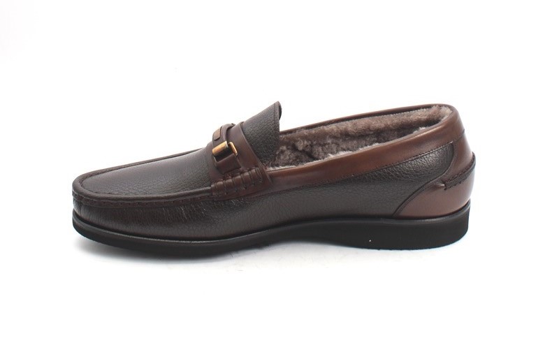 ROBERTO SERPENTINI 17250 Brown Leather Shearling Loafer  display picture 3