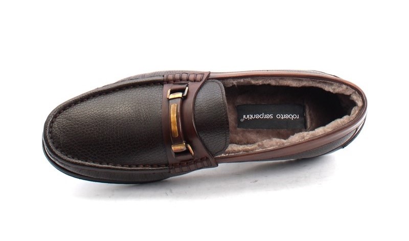 ROBERTO SERPENTINI 17250 Brown Leather Shearling Loafer  display picture 2