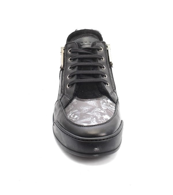 Italian Richmond 7582 Black Leather Suede Fur Lace-Up Zip-Up Sneaker Boot Richmond 7582 Black Leather Suede Fur Lace-Up Zip-Up Sneaker  main image 2