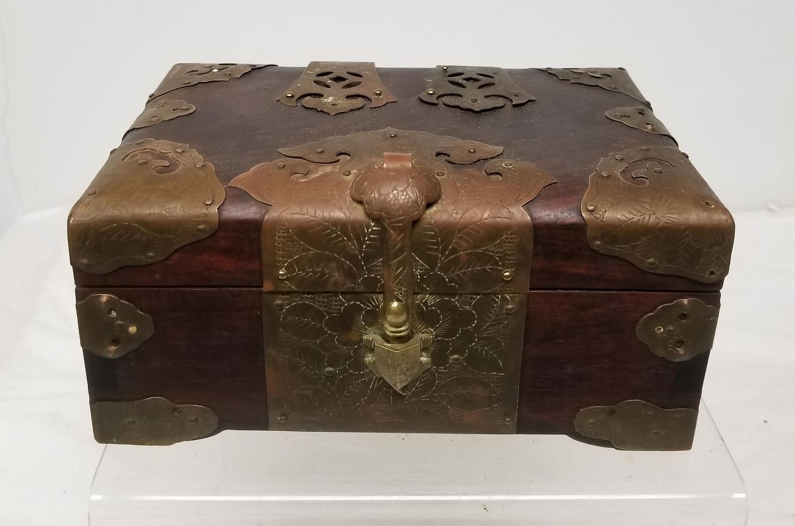 Antique Chinese Hongmu Rosewood Jewelry Box Brass BIndings Mahogany | eBay