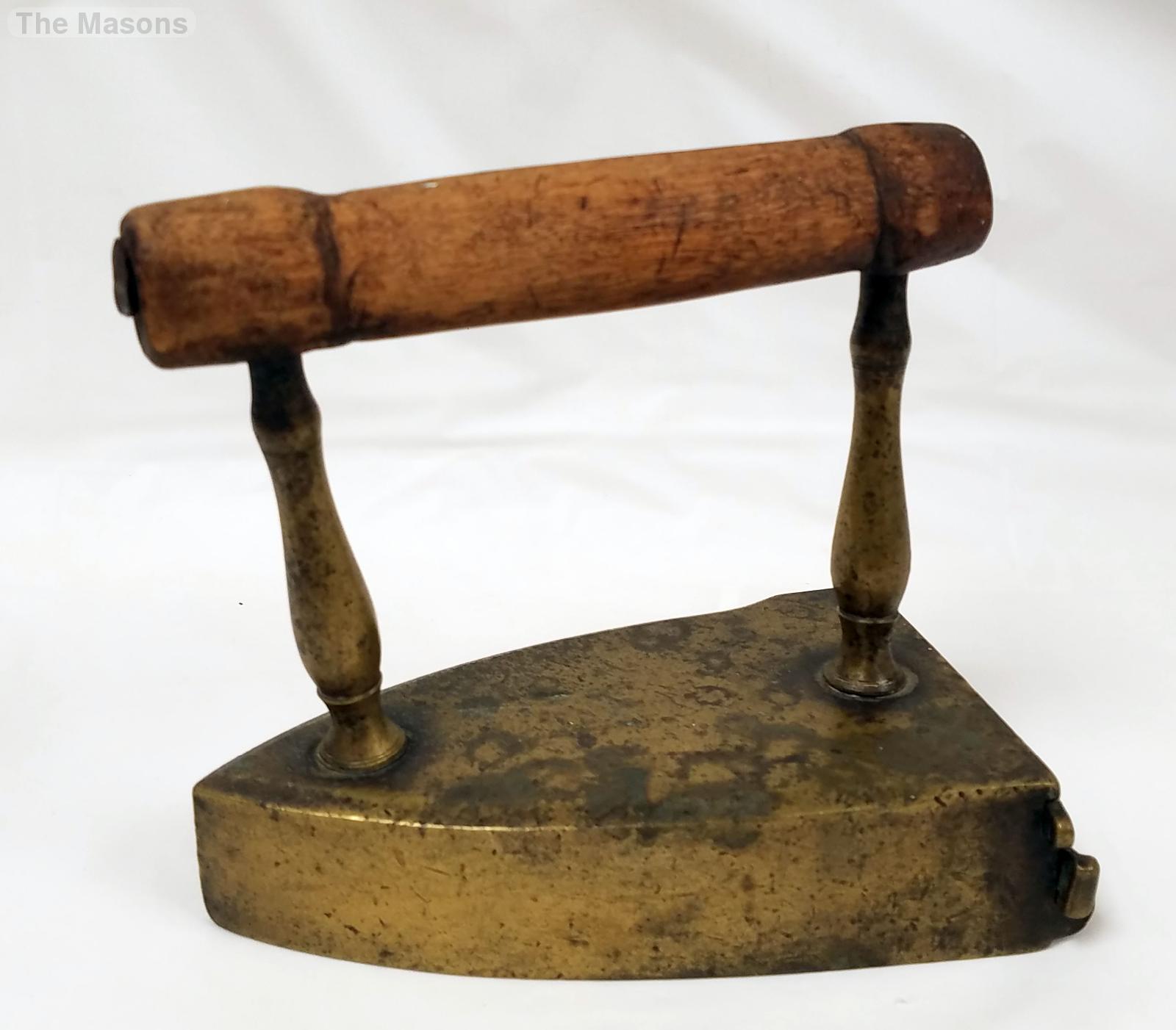 Antique Brass Box Slug Sad Iron Trap Door Early 19th Century