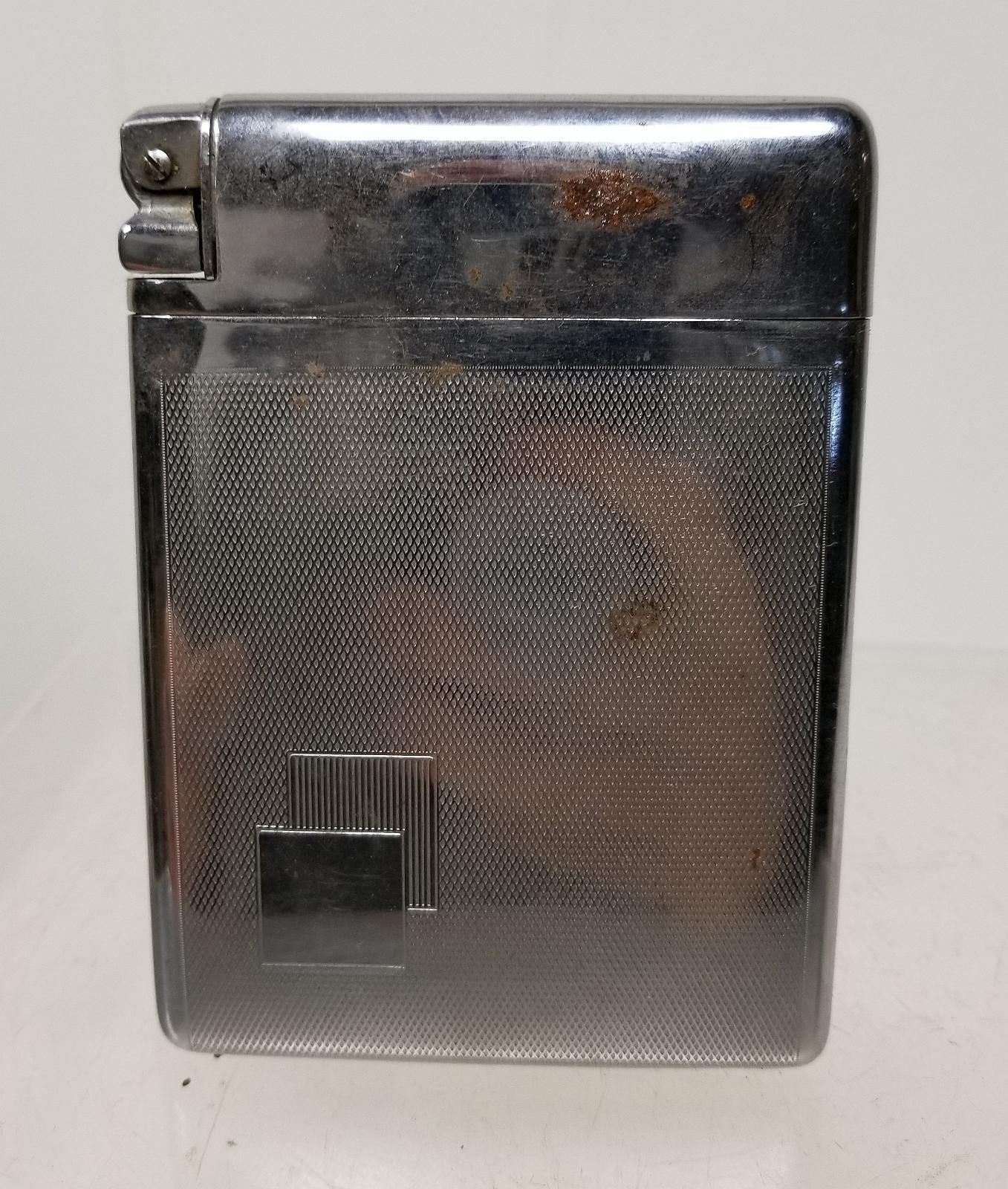 ANtique Vintage Silver Plate Cigarette Case Lighter Combo Tobacciana