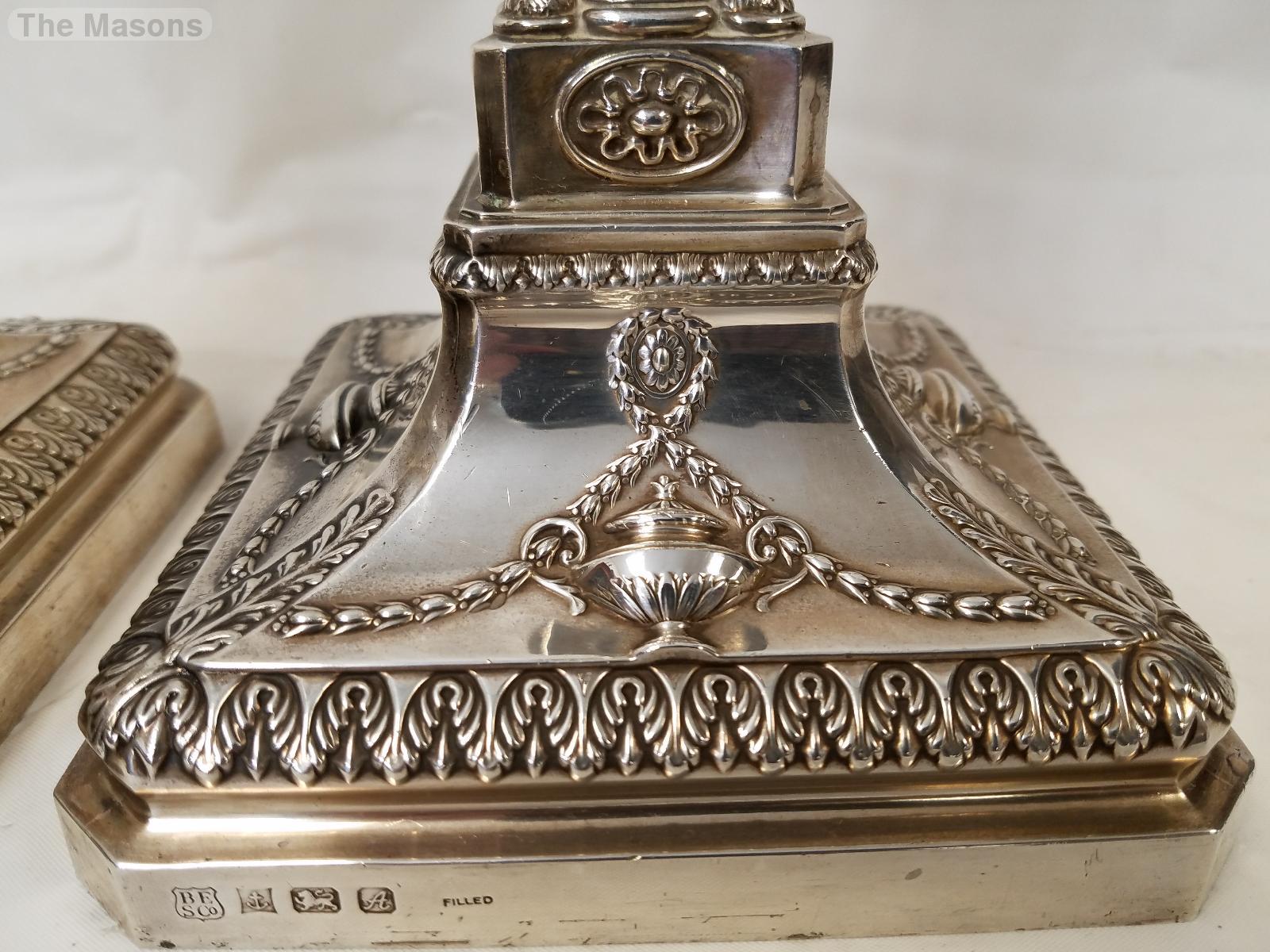 Large Pair Vintage English Birmingham Sterling Silver Candlesticks ...