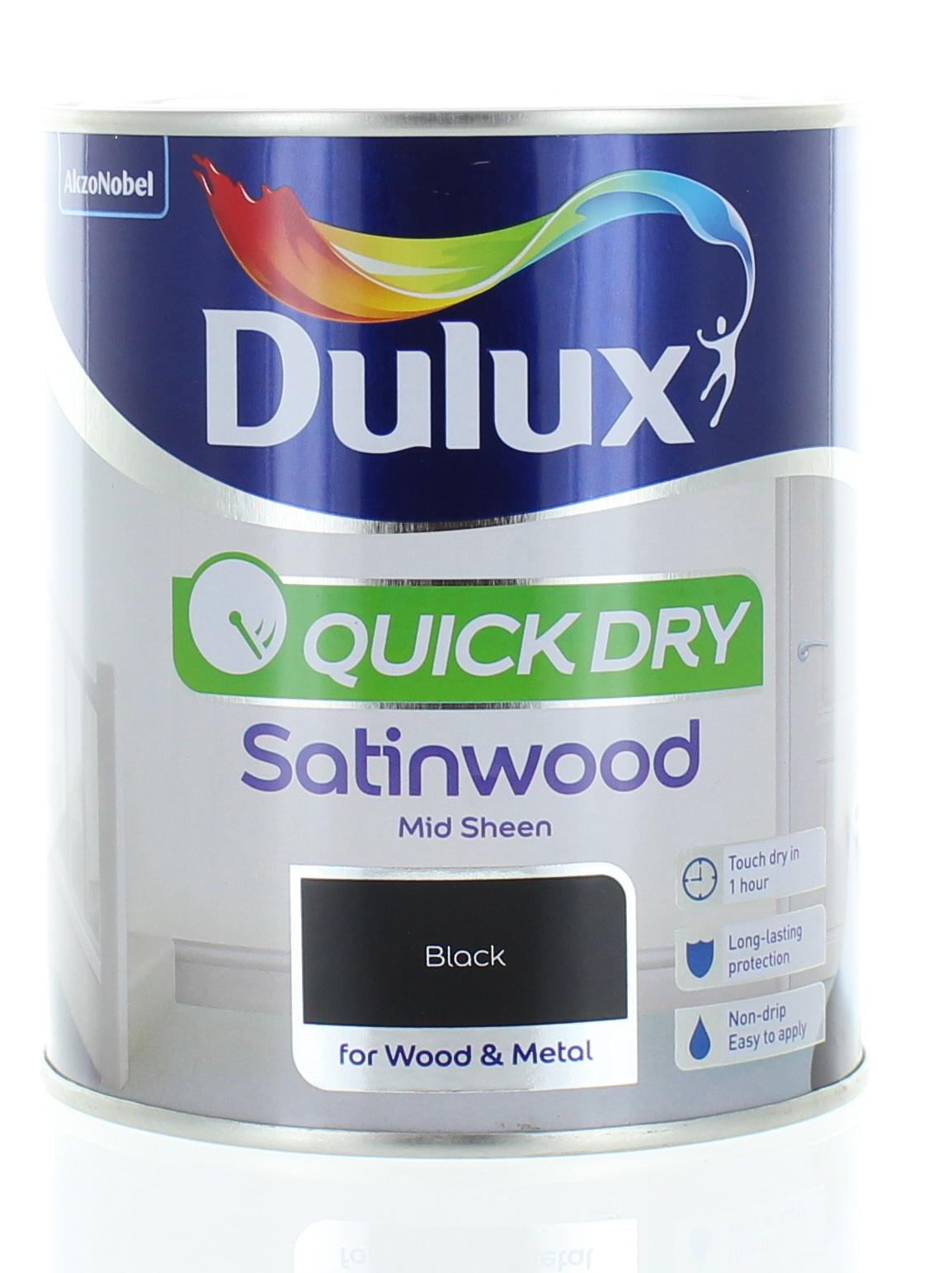 Dulux Quick Dry Satinwood Mid Sheen Black 750ml Wood & Metal Interior