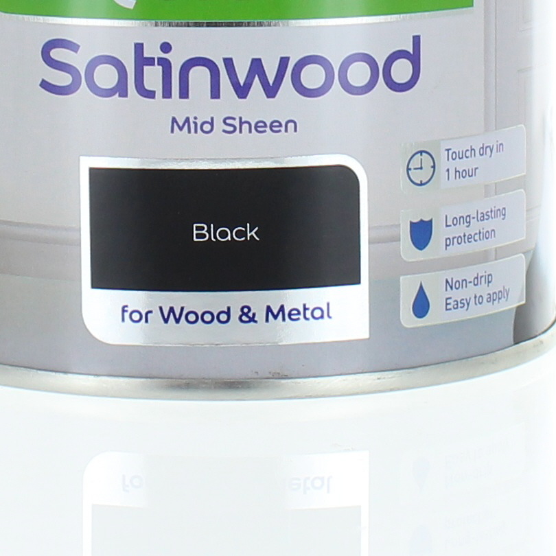 Dulux Quick Dry Satinwood Mid Sheen Black 750ml Wood & Metal Interior