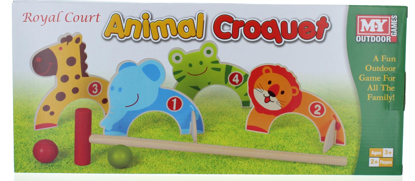 Kids Wooden Animal Design Croquet Set Garden Indoor/Outdoor Toy Family