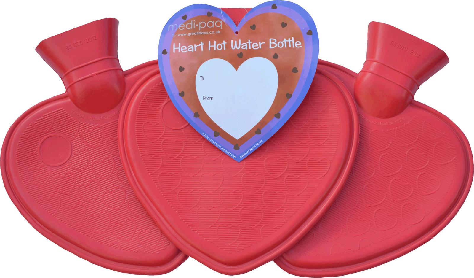 3 Hot Water Bottle Gift Set 1 Litre Small Heart Shaped Bed Warmer