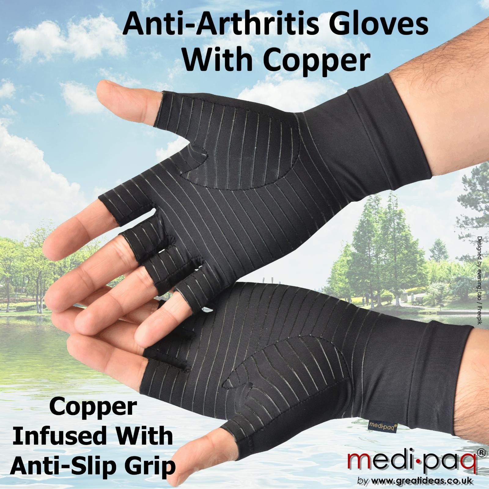 Copper Compression Arthritis Gloves Hand Support Fingerless Warm Work