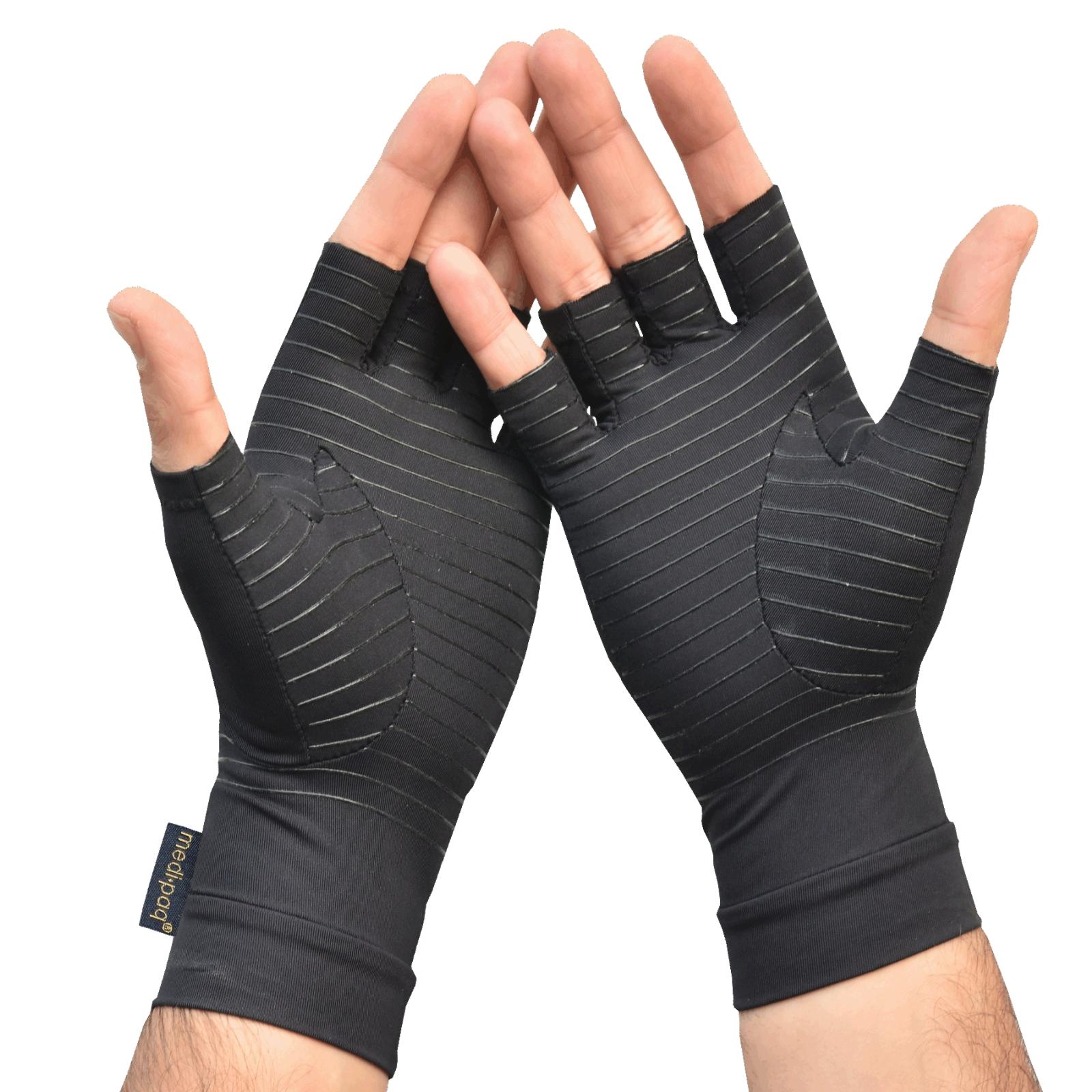 Copper Compression Arthritis Gloves Hand Support Fingerless Warm Work Rhuematoid eBay